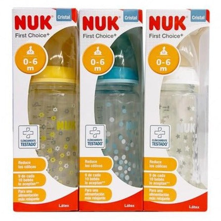 NUL 玻璃奶瓶乳胶奶头240ml 0-6月 M